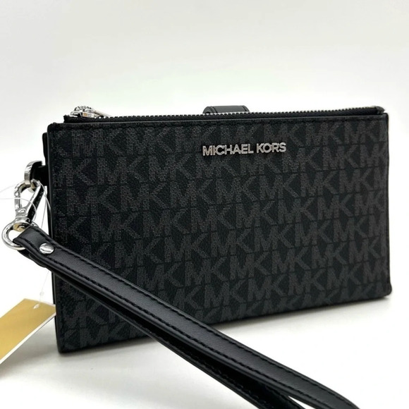 Michael Kors Large Double Zip Wallet Wristlet Black - Picture 1 of 9